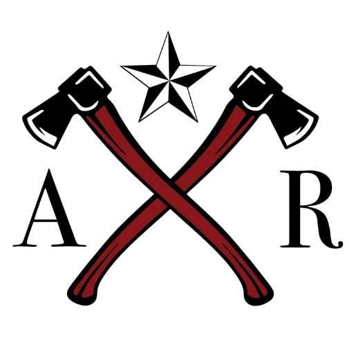 Crossed axes with a star above and letters A and R on sides.