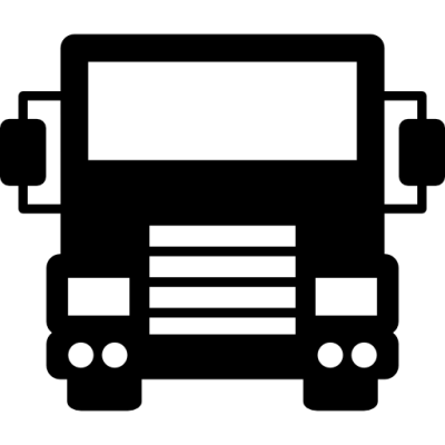 Silhouette of a front-facing bus.