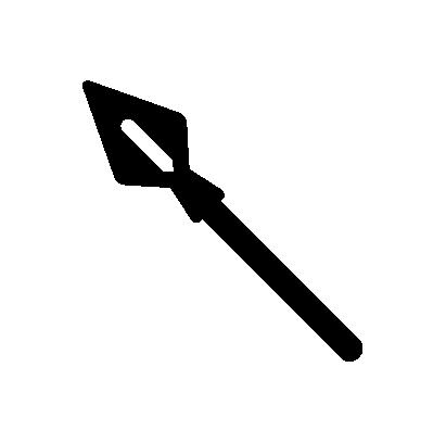 Silhouette of a spearhead with a sharp tip and shaft.